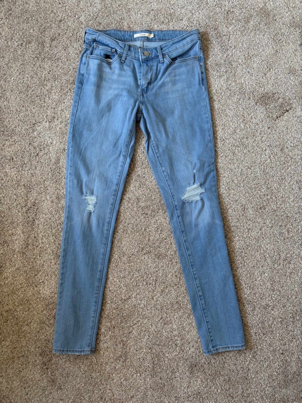 Levi's Women's Light Blue Ripped Skinny Jeans